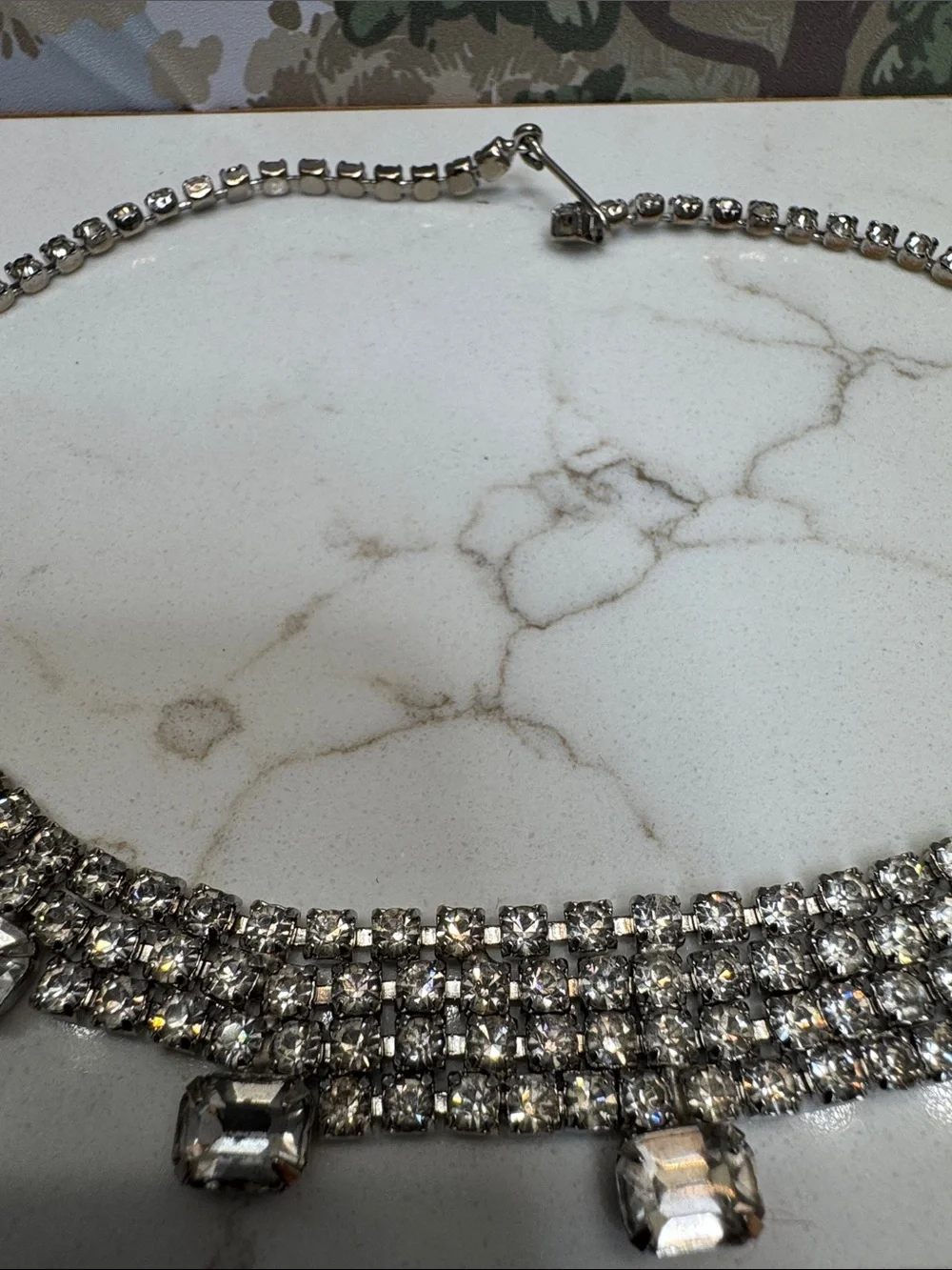 Vintage  2 Silver-toned Crystal Statement Necklaces - Elegant Bride Jewelry